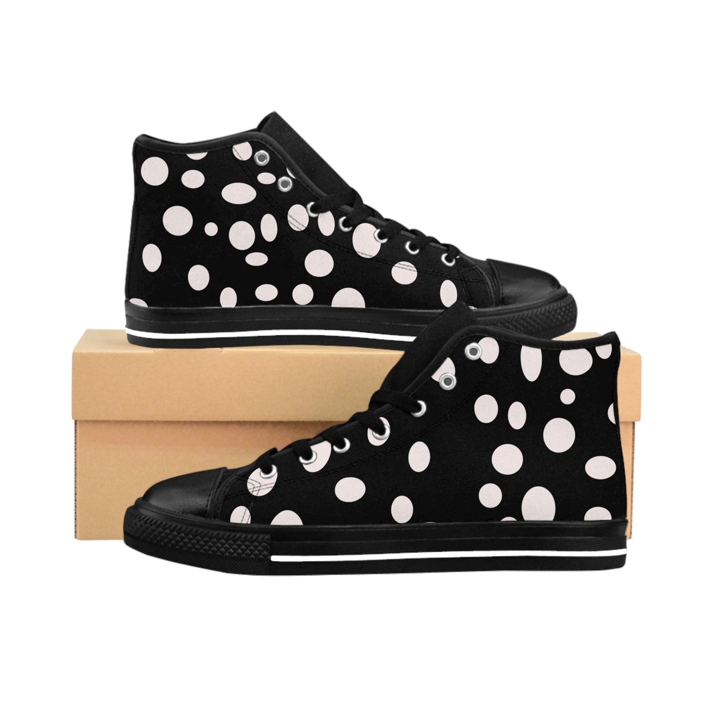 White Dots on Black Women's Classic Sneakers