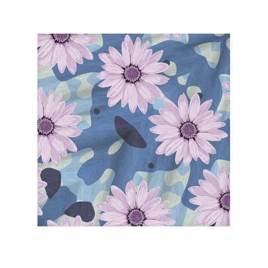 BLUE CAMO W Purple Flowers  Face Towel