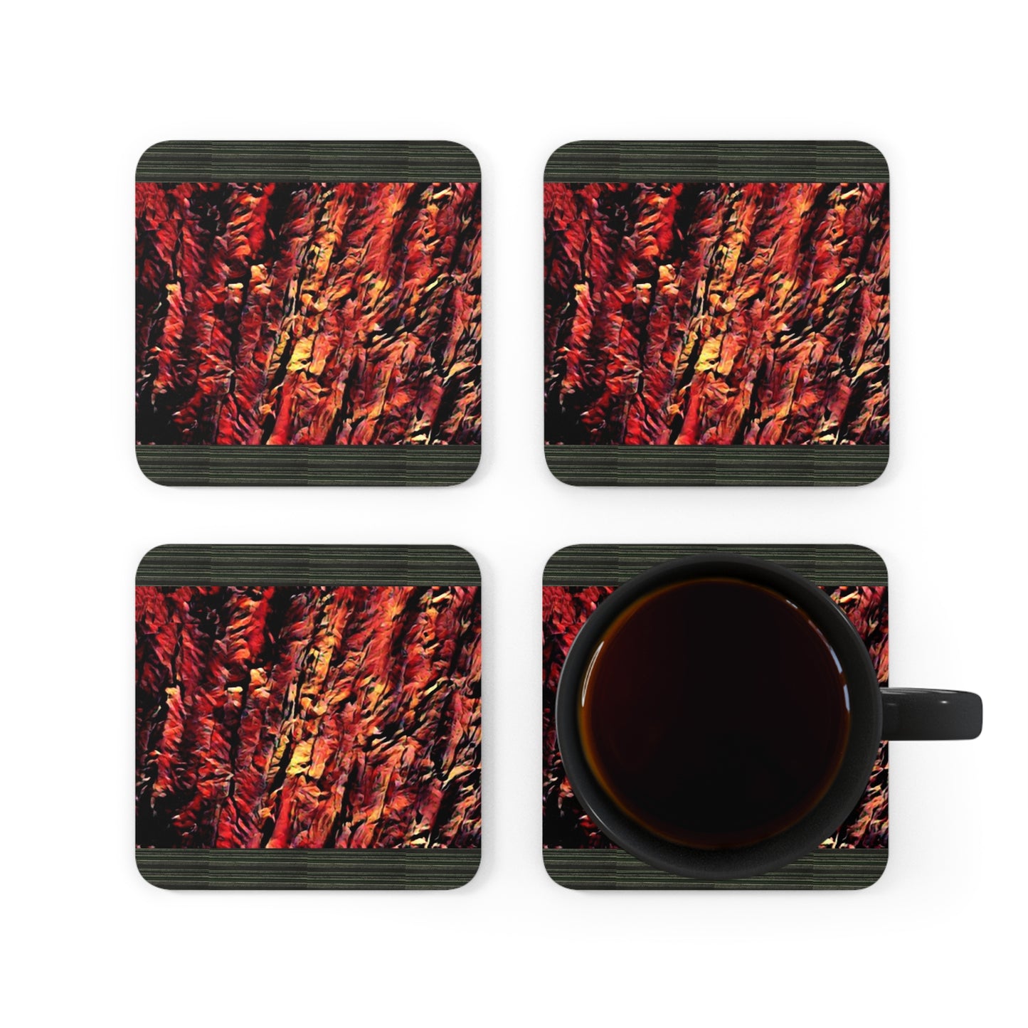 Red Wood Corkwood Coaster Set