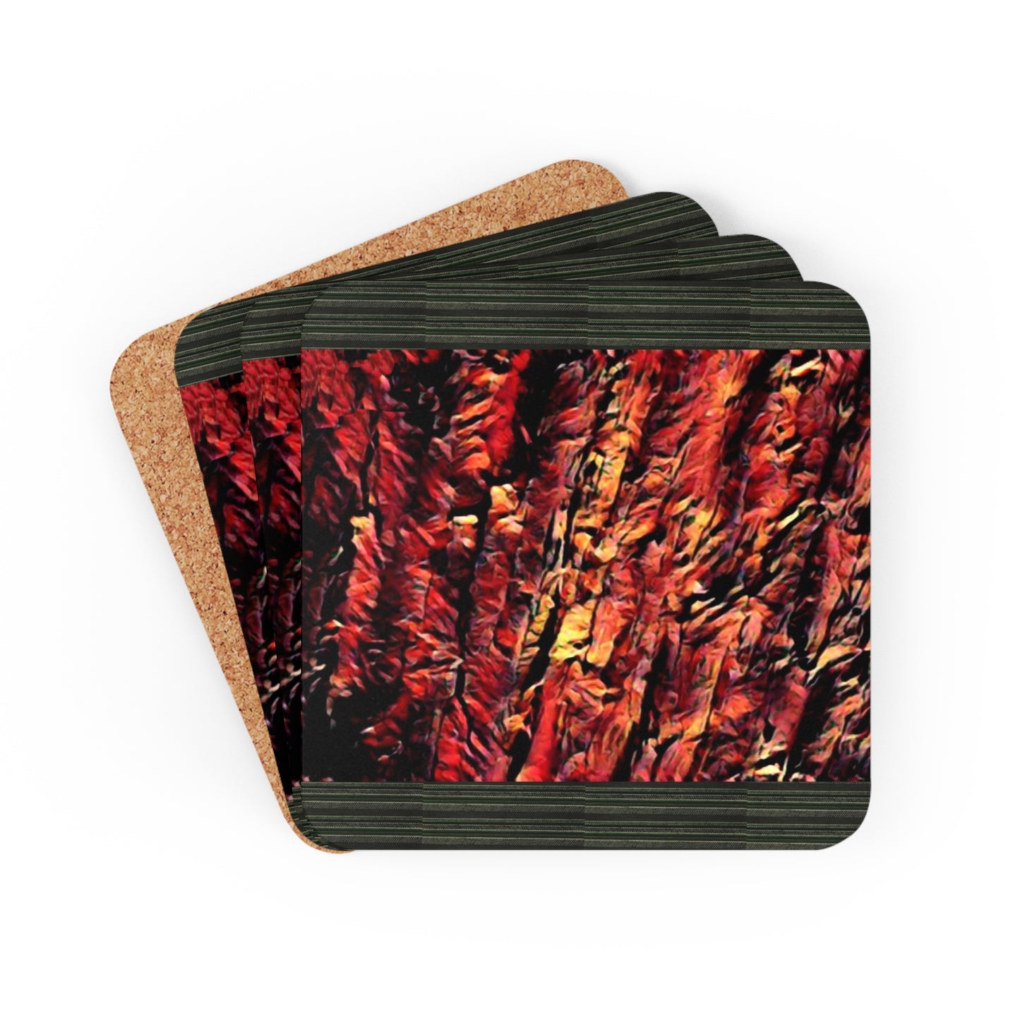 Red Wood Corkwood Coaster Set