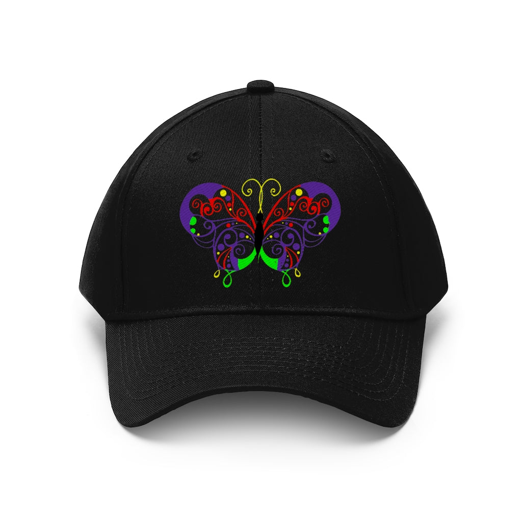 Butterfly Purple Lines Unisex Twill Hat