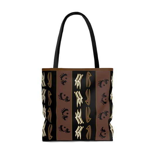 Cat & Dog Playing Watching Mud Cloth Tote Bag