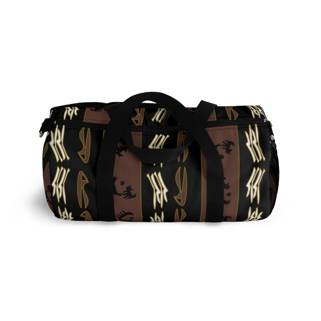 Cat & Dog Playing Watching Mud Cloth Duffel Bag