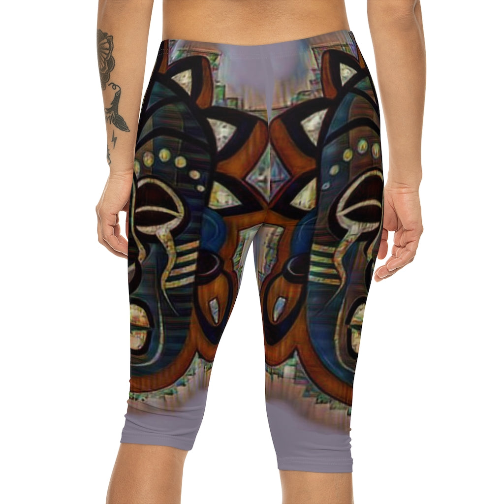 Tribal African (Link) Mask Women’s Capri Leggings (AOP)