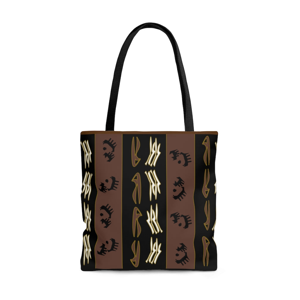 Cat & Dog Playing Watching Mud Cloth Tote Bag