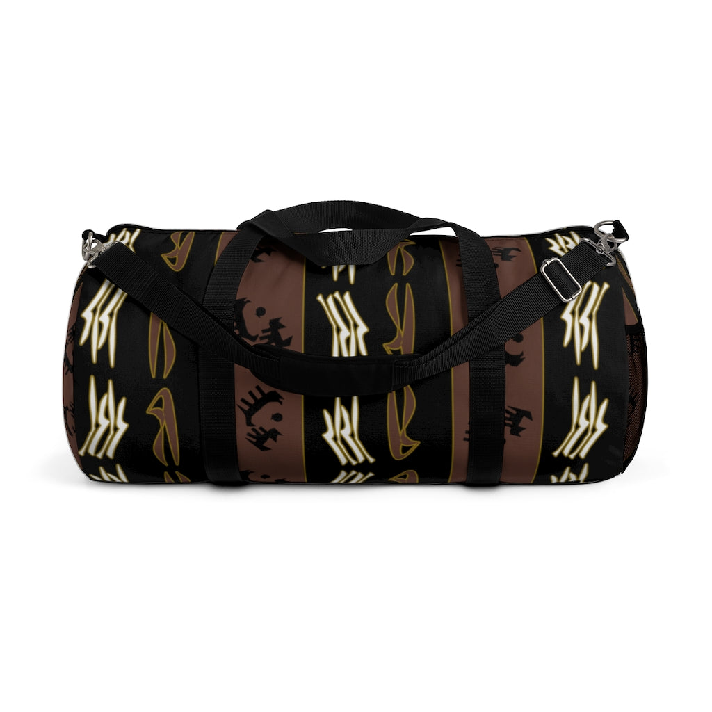 Cat & Dog Playing Watching Mud Cloth Duffel Bag