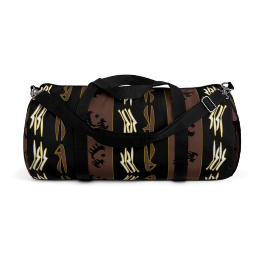 Cat & Dog Playing Watching Mud Cloth Duffel Bag