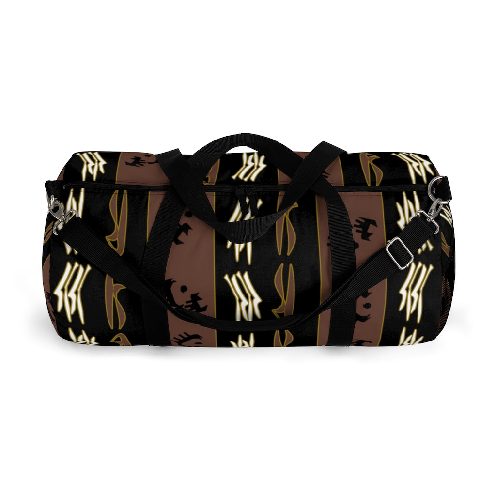 Cat & Dog Playing Watching Mud Cloth Duffel Bag