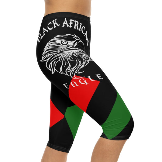 Black African Eagle Women’s Capri Leggings (AOP)