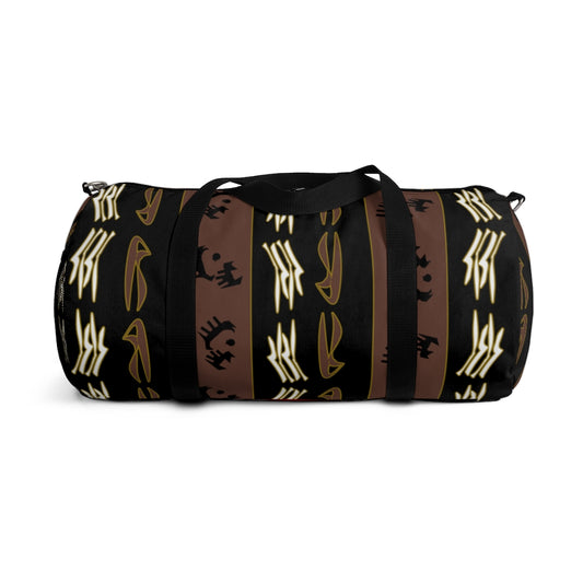 Cat & Dog Playing Watching Mud Cloth Duffel Bag