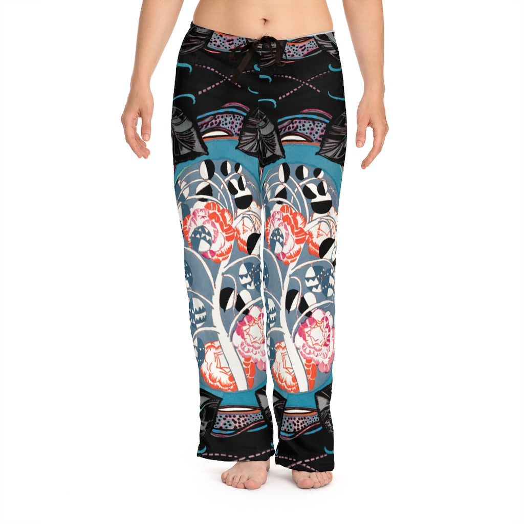 Blue Black Plant Women's Pajama Pants