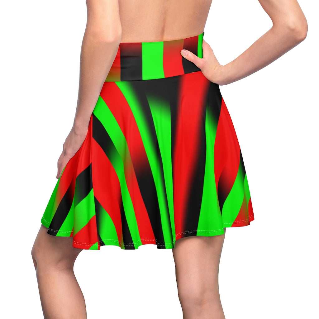 Afro Stripes  Women's Skater Skirt