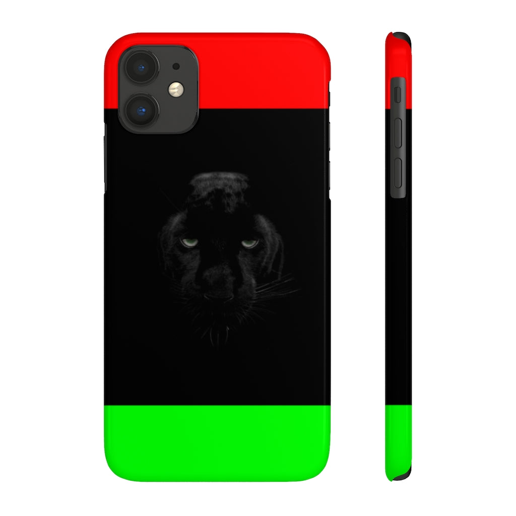 African Flag w Panther Slim Phone Cases, Case-Mate