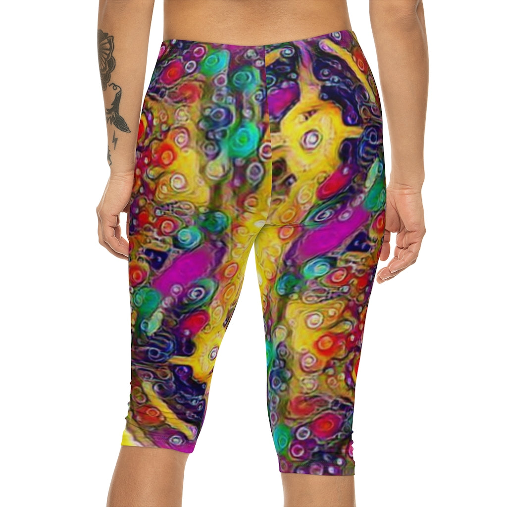 Yellow Sparks Women’s Capri Leggings (AOP)