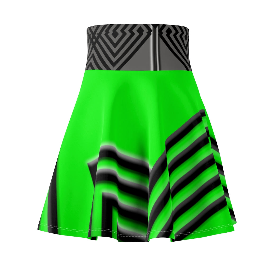 Black Chrome On Green Strain Women's Skater Skirt