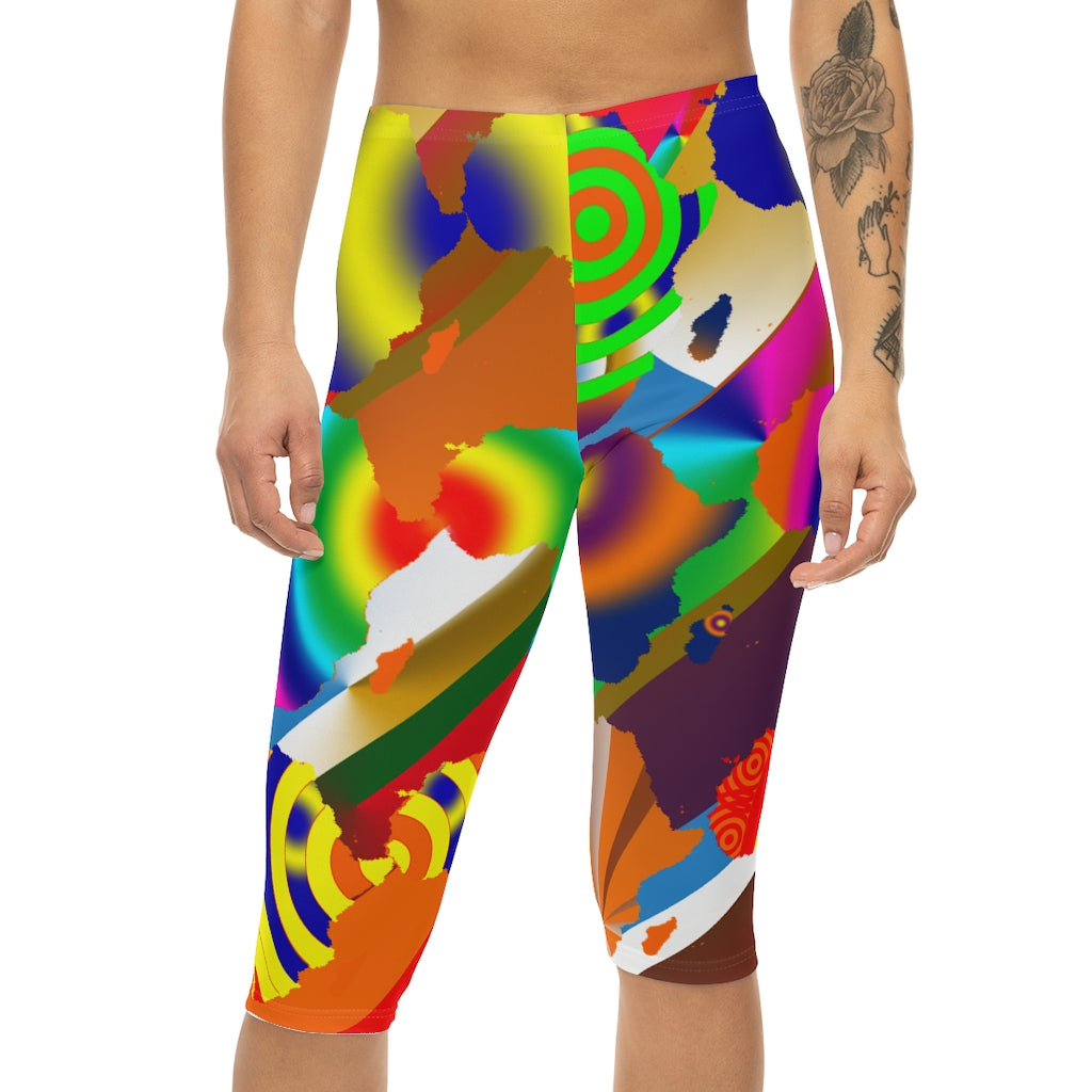 9 Africa's Collage Women’s Capri Leggings (AOP)