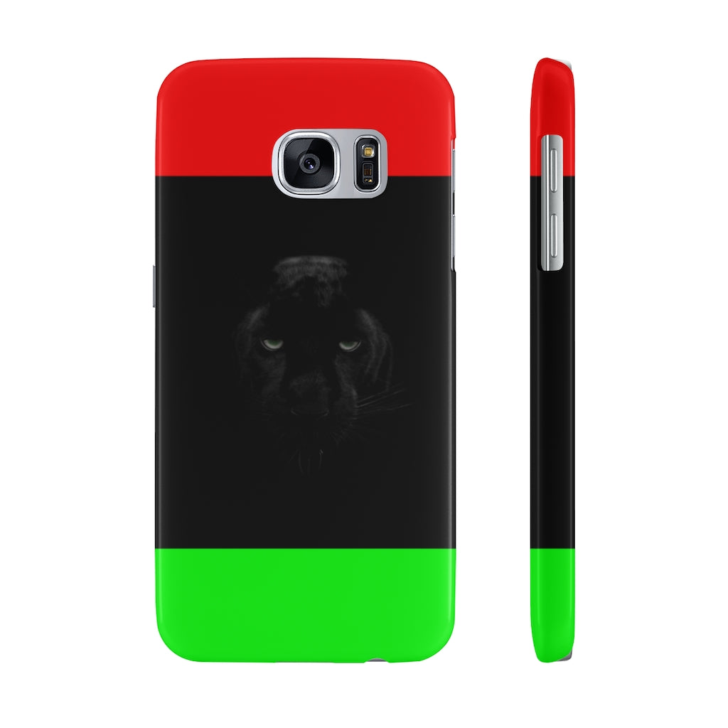 African Flag w Panther Slim Phone Cases, Case-Mate