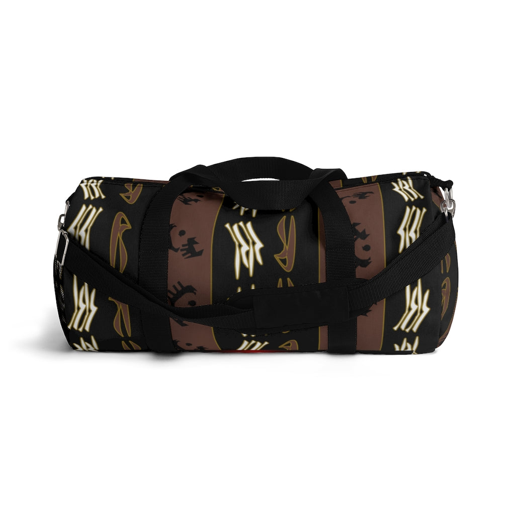 Cat & Dog Playing Watching Mud Cloth Duffel Bag