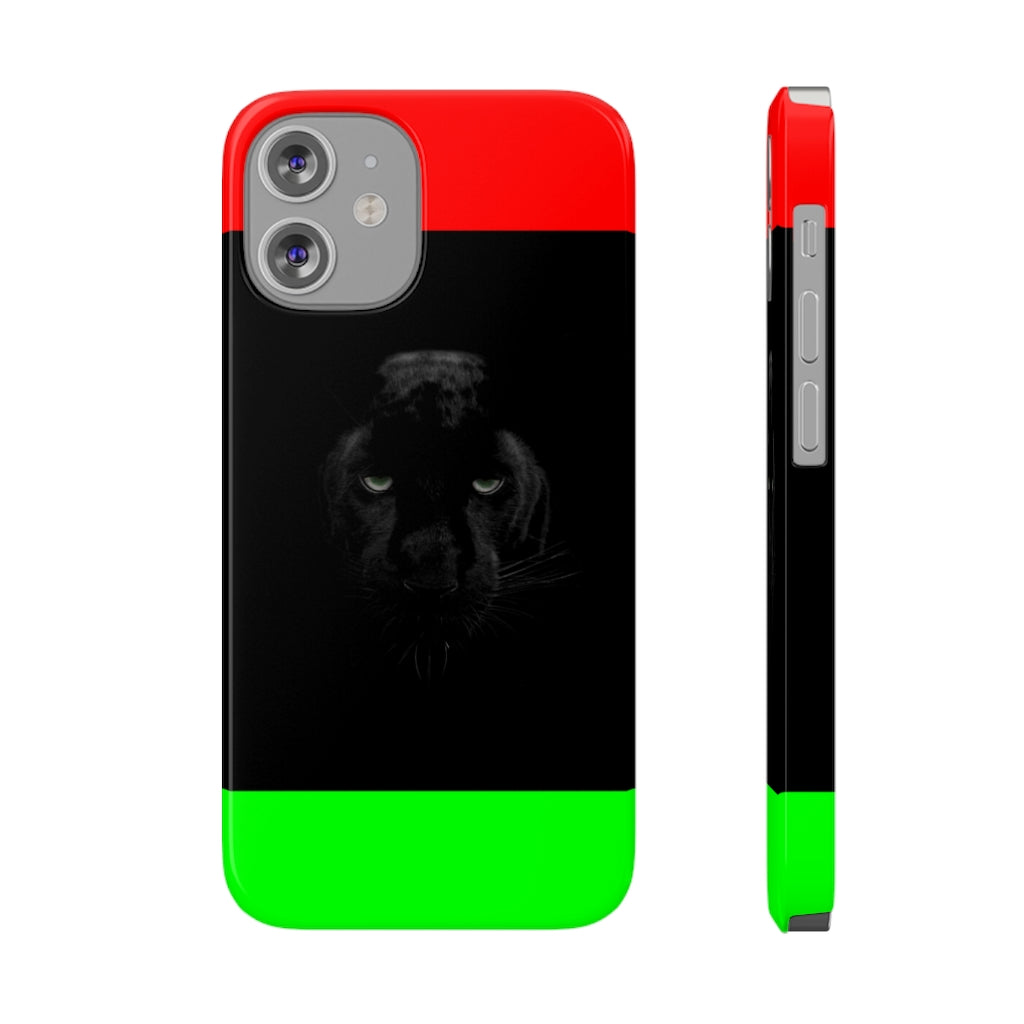 African Flag w Panther Slim Phone Cases, Case-Mate