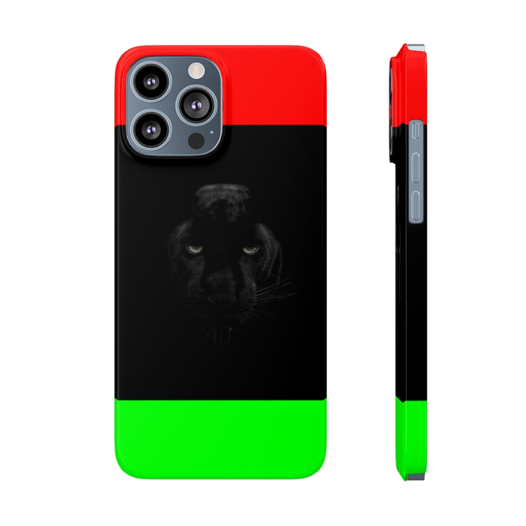 African Flag w Panther Slim Phone Cases, Case-Mate