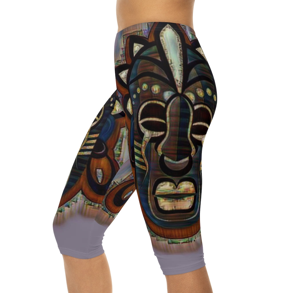 Tribal African (Link) Mask Women’s Capri Leggings (AOP)