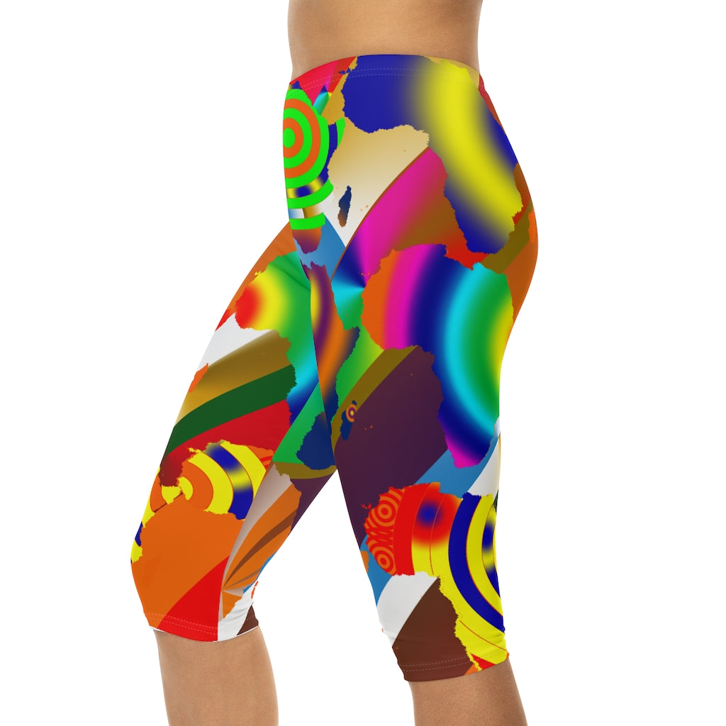 9 Africa's Collage Women’s Capri Leggings (AOP)