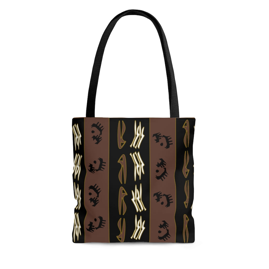 Cat & Dog Playing Watching Mud Cloth Tote Bag