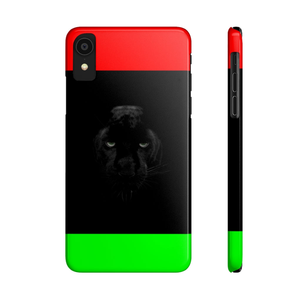 African Flag w Panther Slim Phone Cases, Case-Mate