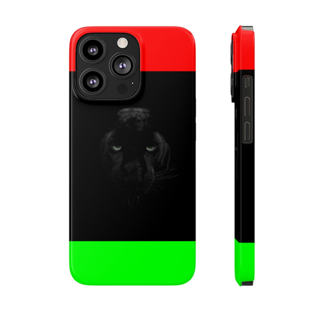 African Flag w Panther Slim Phone Cases, Case-Mate