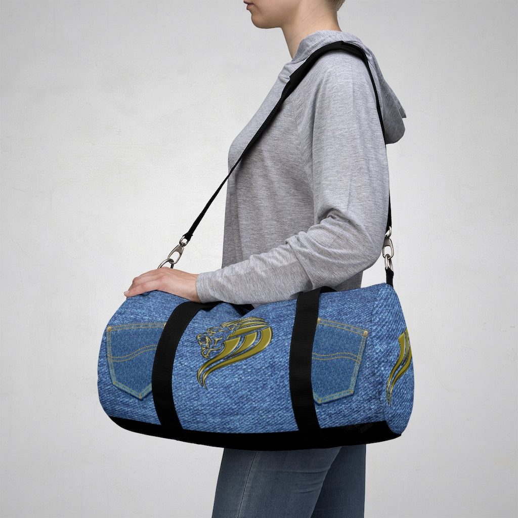 Lion on Denim (Print) Duffel Bag