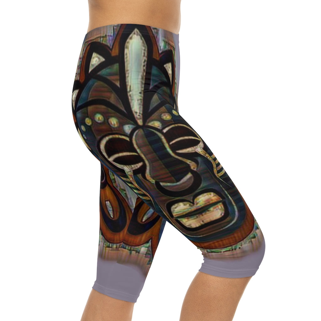 Tribal African (Link) Mask Women’s Capri Leggings (AOP)