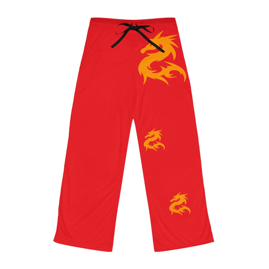 Women's Golden Dragon on Red Pajama Pants