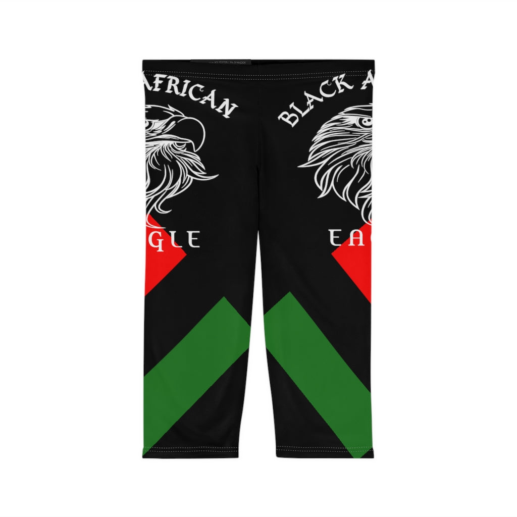 Black African Eagle Women’s Capri Leggings (AOP)