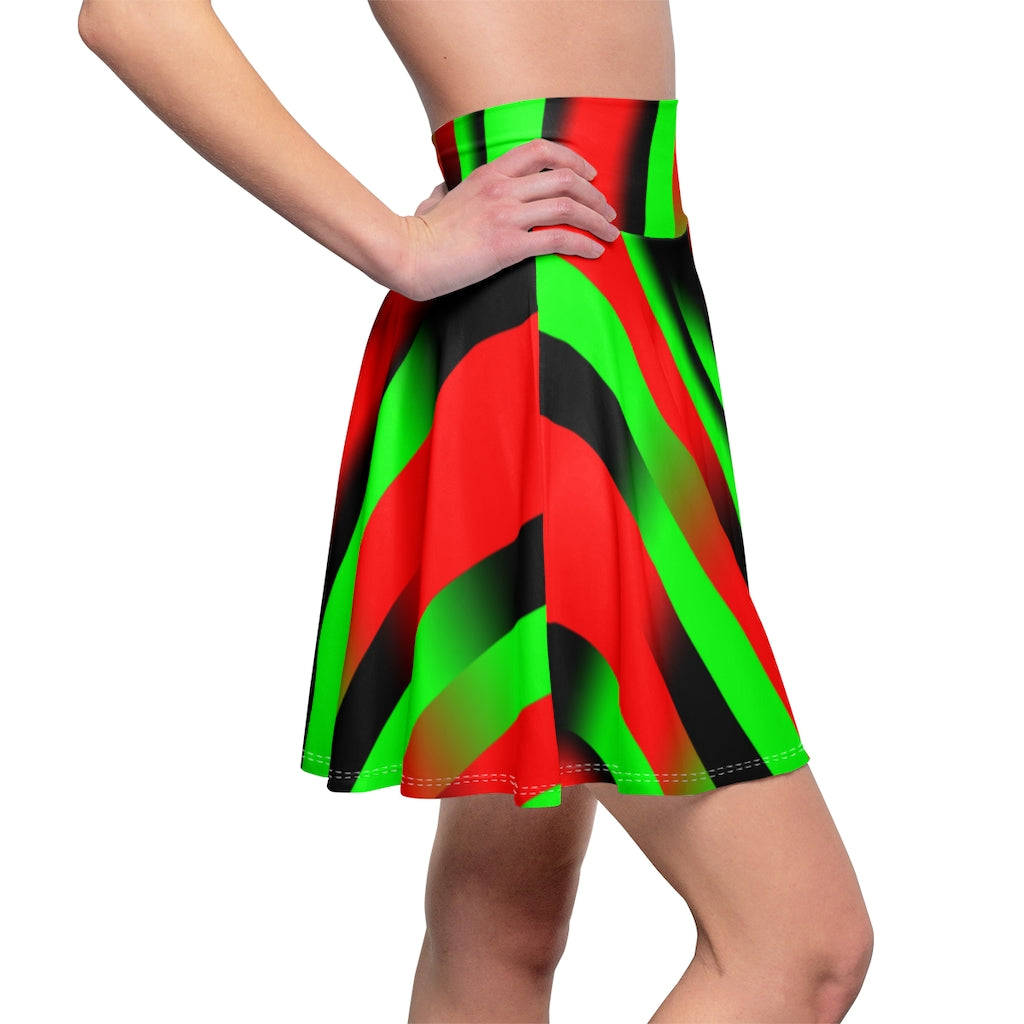 Afro Stripes  Women's Skater Skirt