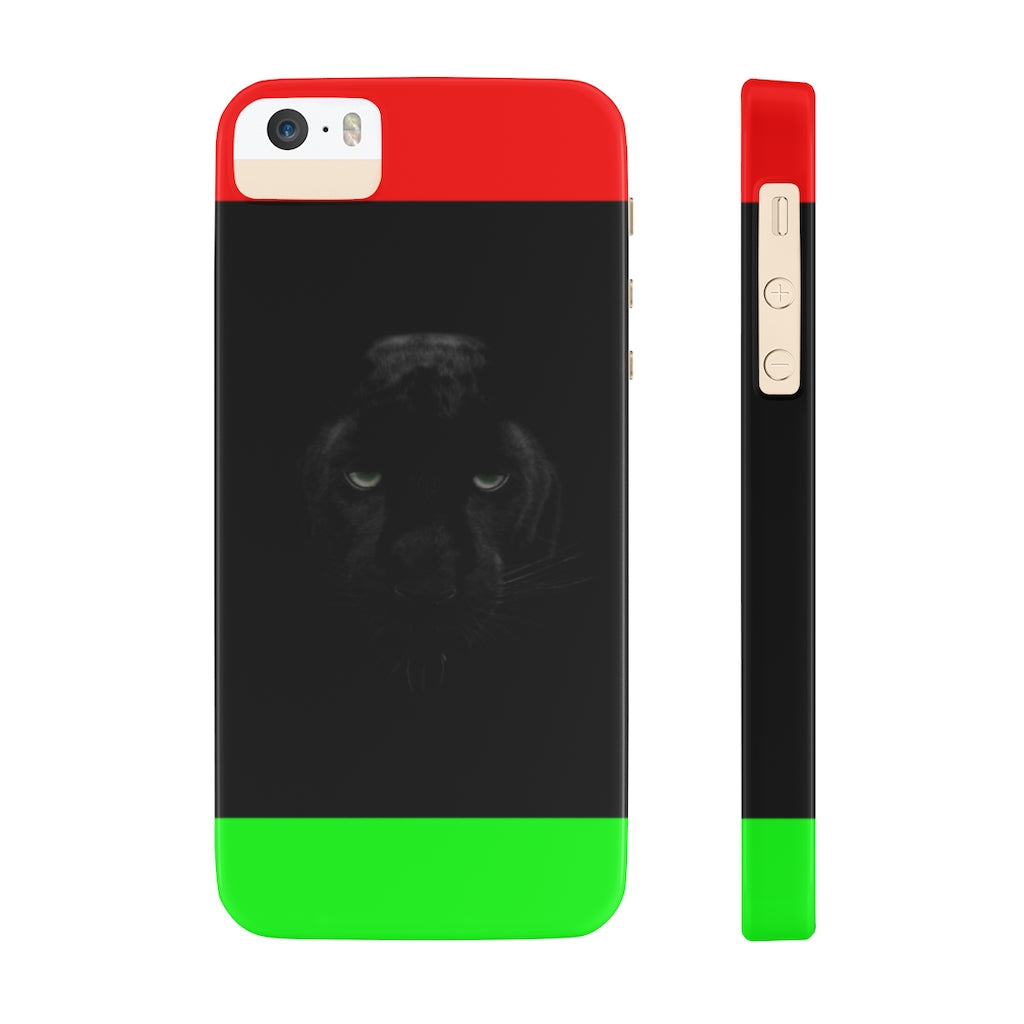 African Flag w Panther Slim Phone Cases, Case-Mate