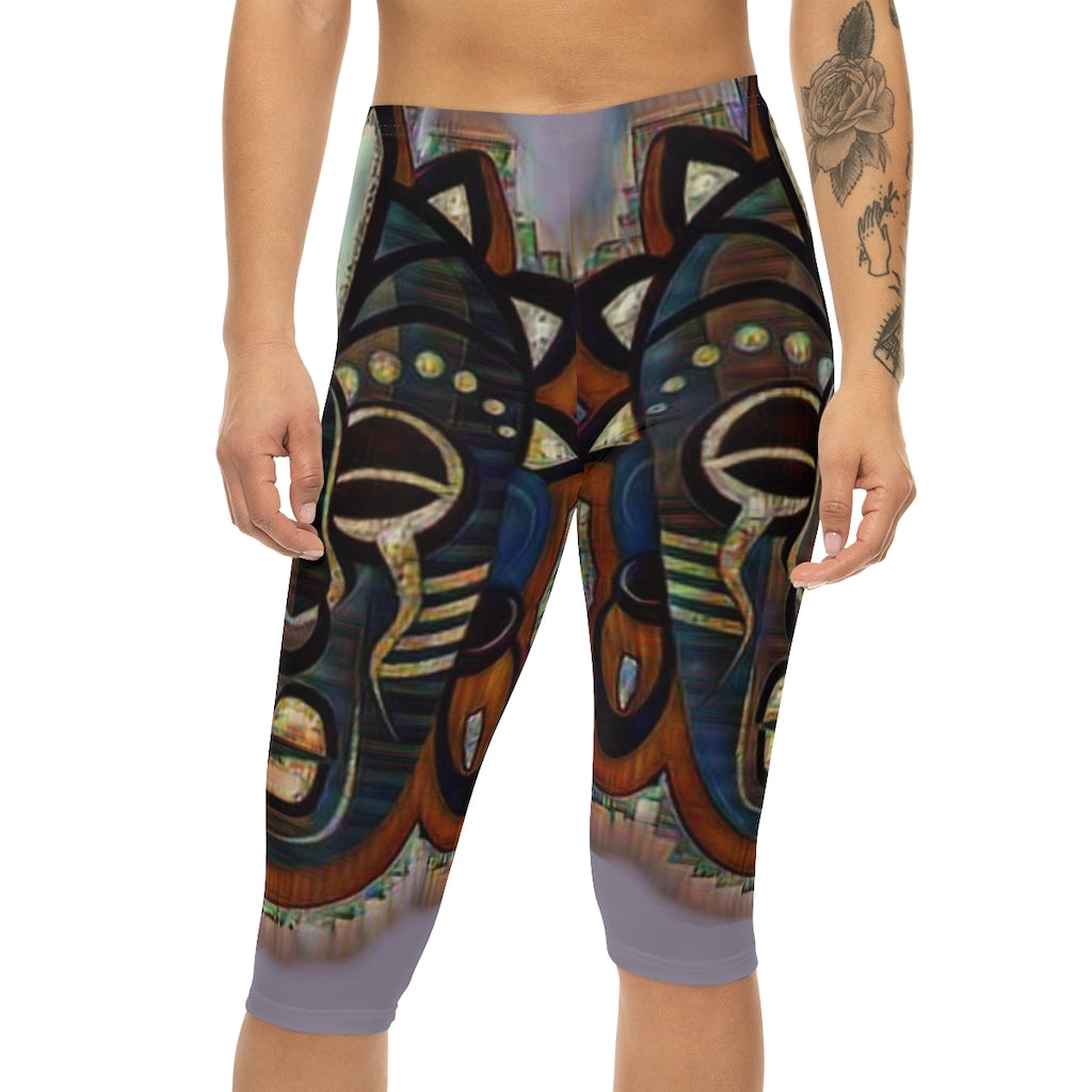 Tribal African (Link) Mask Women’s Capri Leggings (AOP)