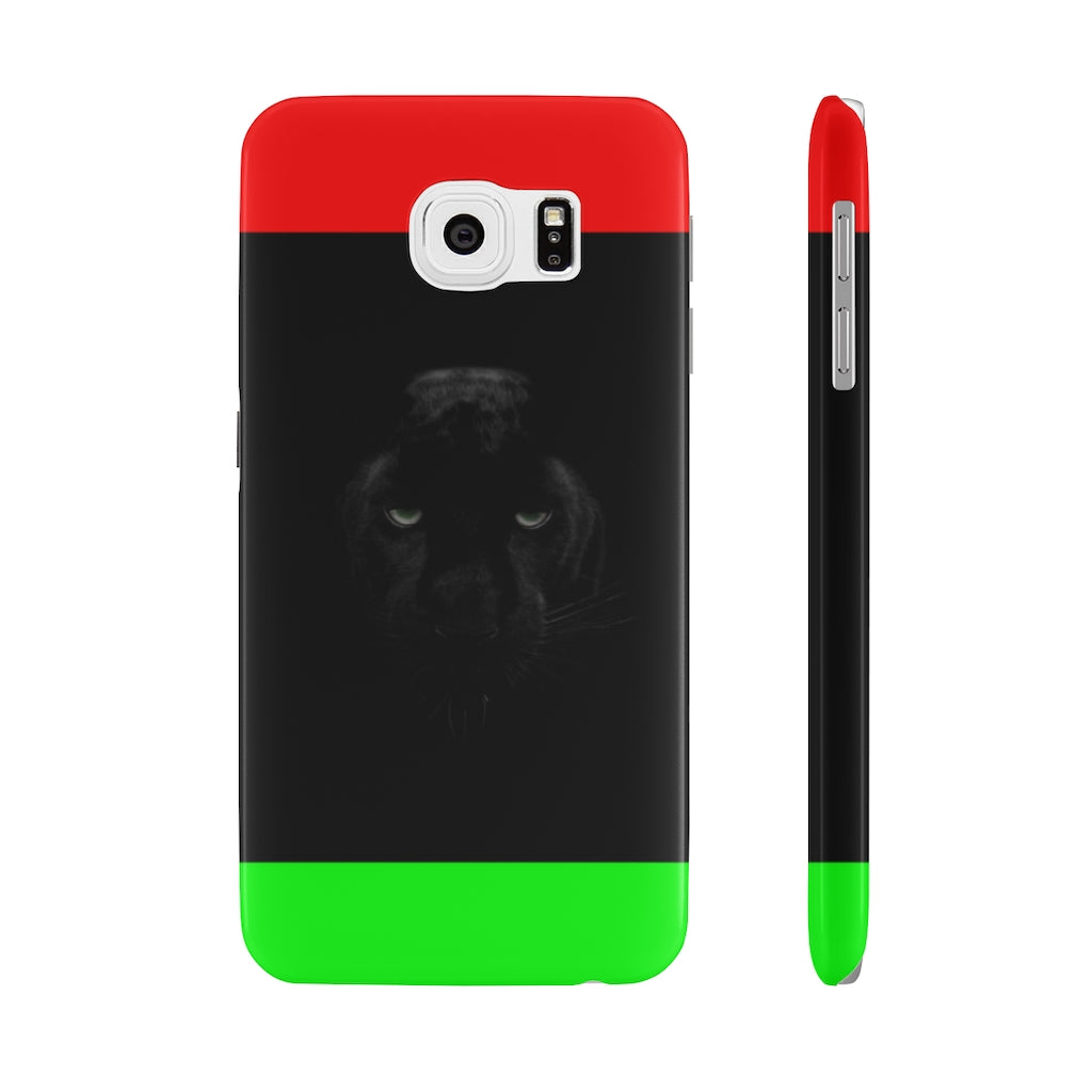 African Flag w Panther Slim Phone Cases, Case-Mate