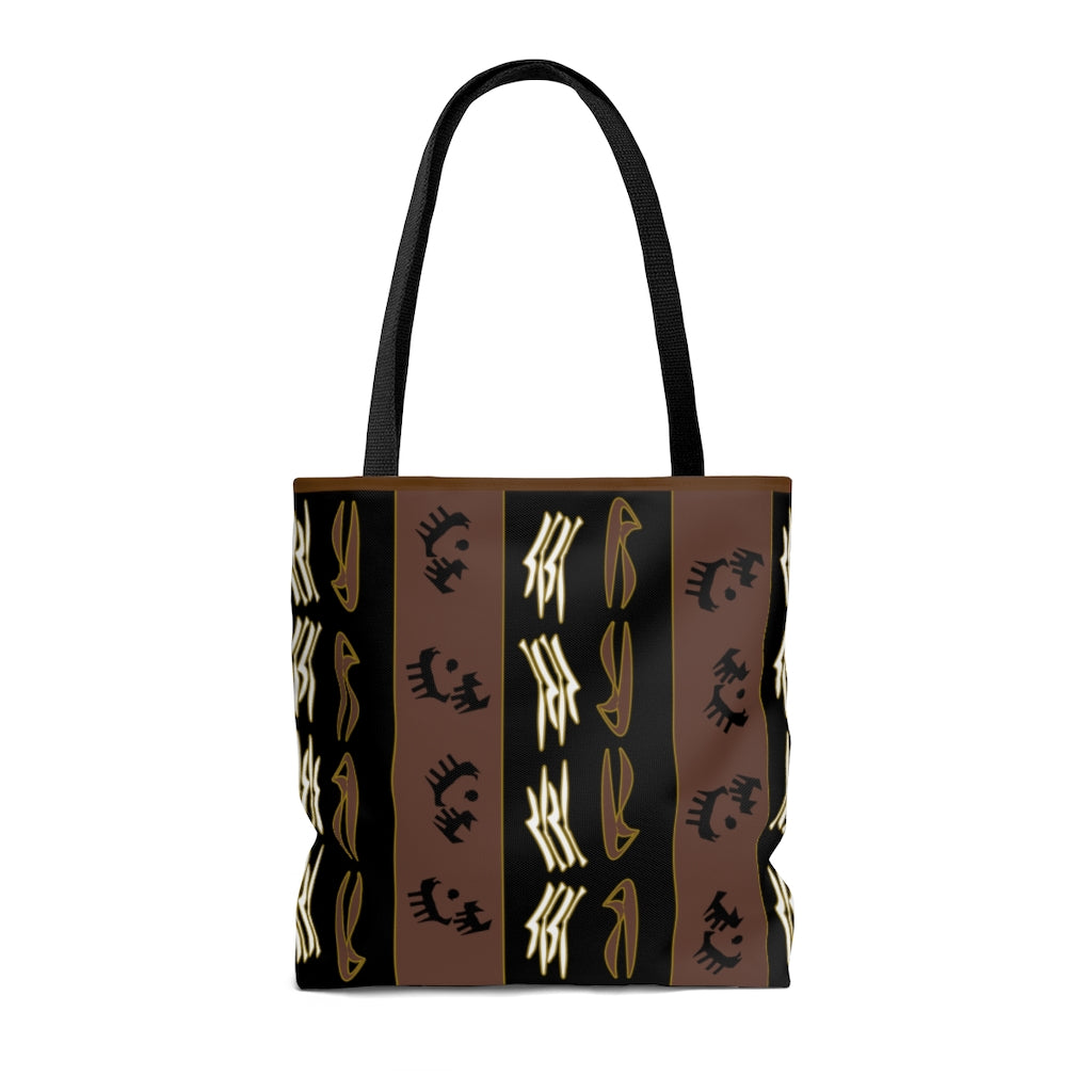 Cat & Dog Playing Watching Mud Cloth Tote Bag